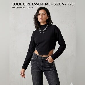 Black Cutout Long Sleeve Top